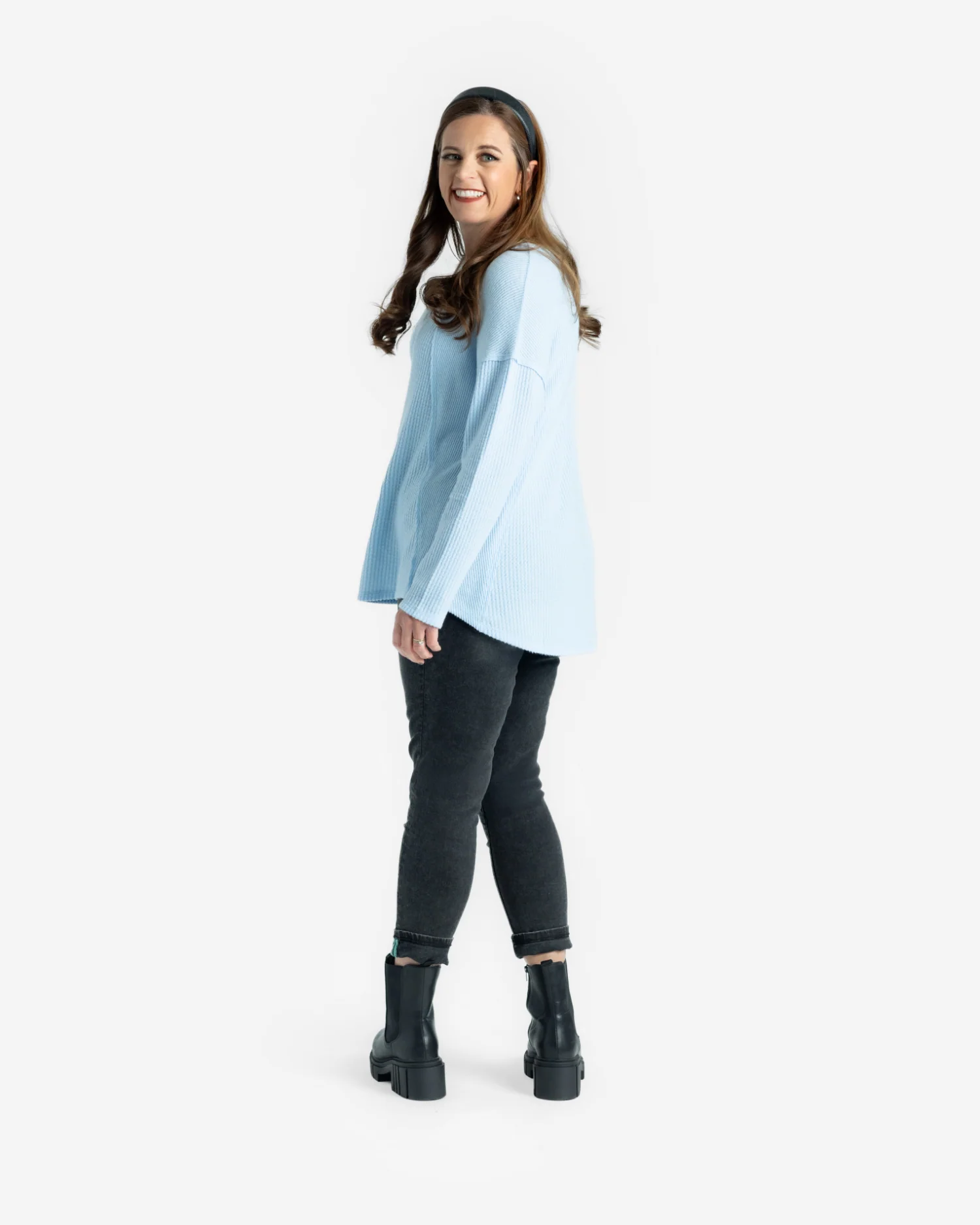 Tina Mixed Media Long Sleeve Top - Image 3