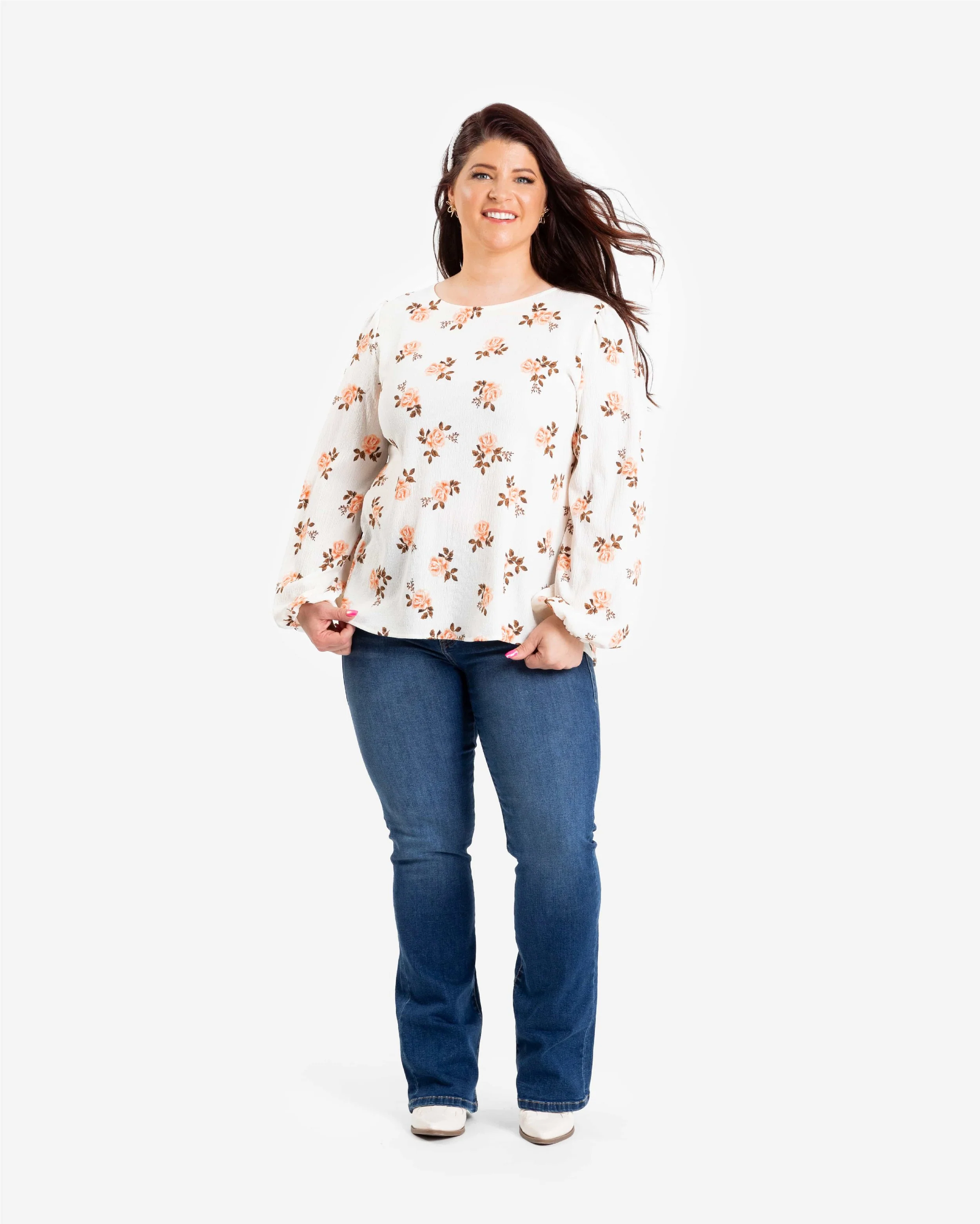 Vivian Button Back Long Sleeve Blouse - Image 4